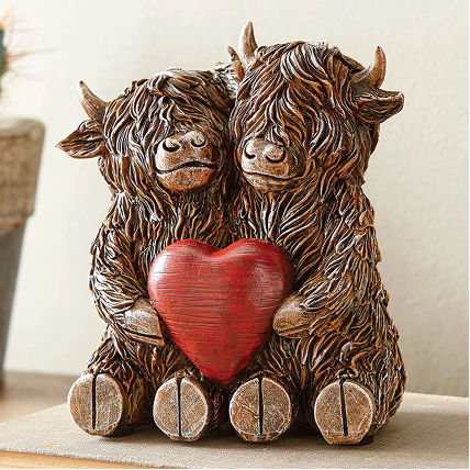 Highland Cow Love Duo Sculpture