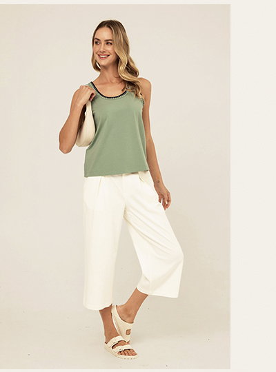 Genevieve Novelty Stitch Eco Jersey Tank