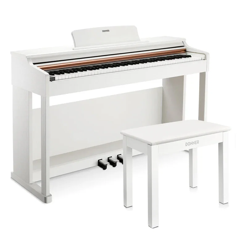 Donner DDP-100 White Fully Weighted Digital Piano + White Bench