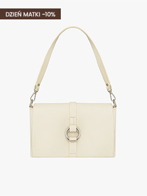 Elegant beige handbag with a ring clasp, Mother's Day 10% discount offer.