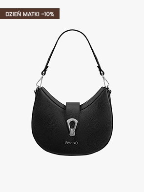 Black handbag with strap and clasp, RYŁKO brand, Mother's Day 10% off
