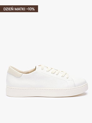 White casual trainer with cream accents, Mother's Day 10% discount