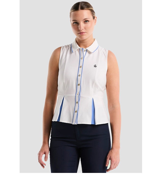 Shop the Women's Peplum Blocked Golf Polo