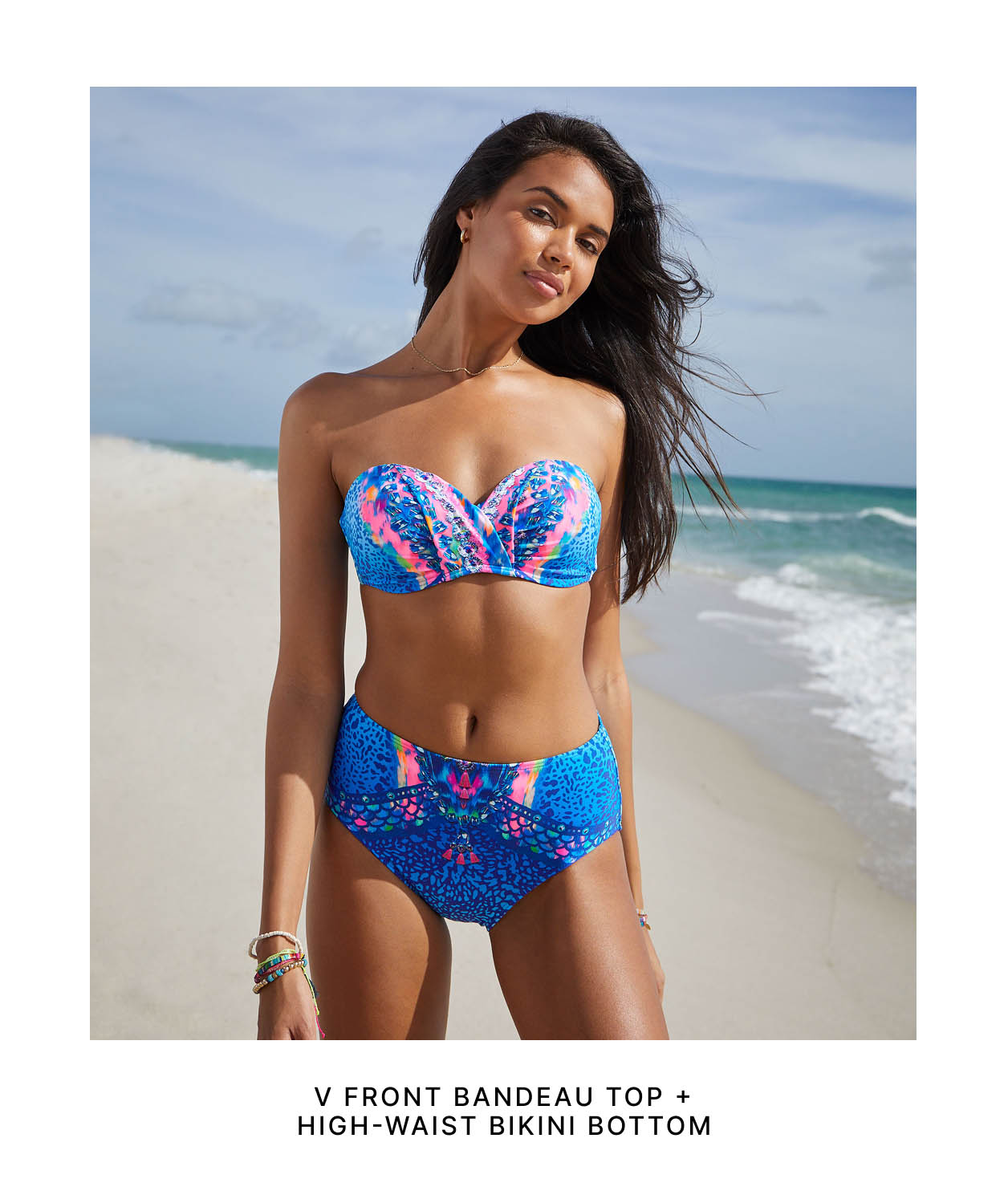 V Front Bandeau Top + High-Waist Bikini Bottom