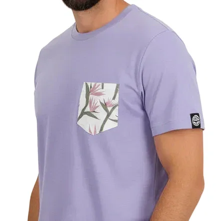 Image of Lilac Purple With Floral Print Pocket T-Shirt