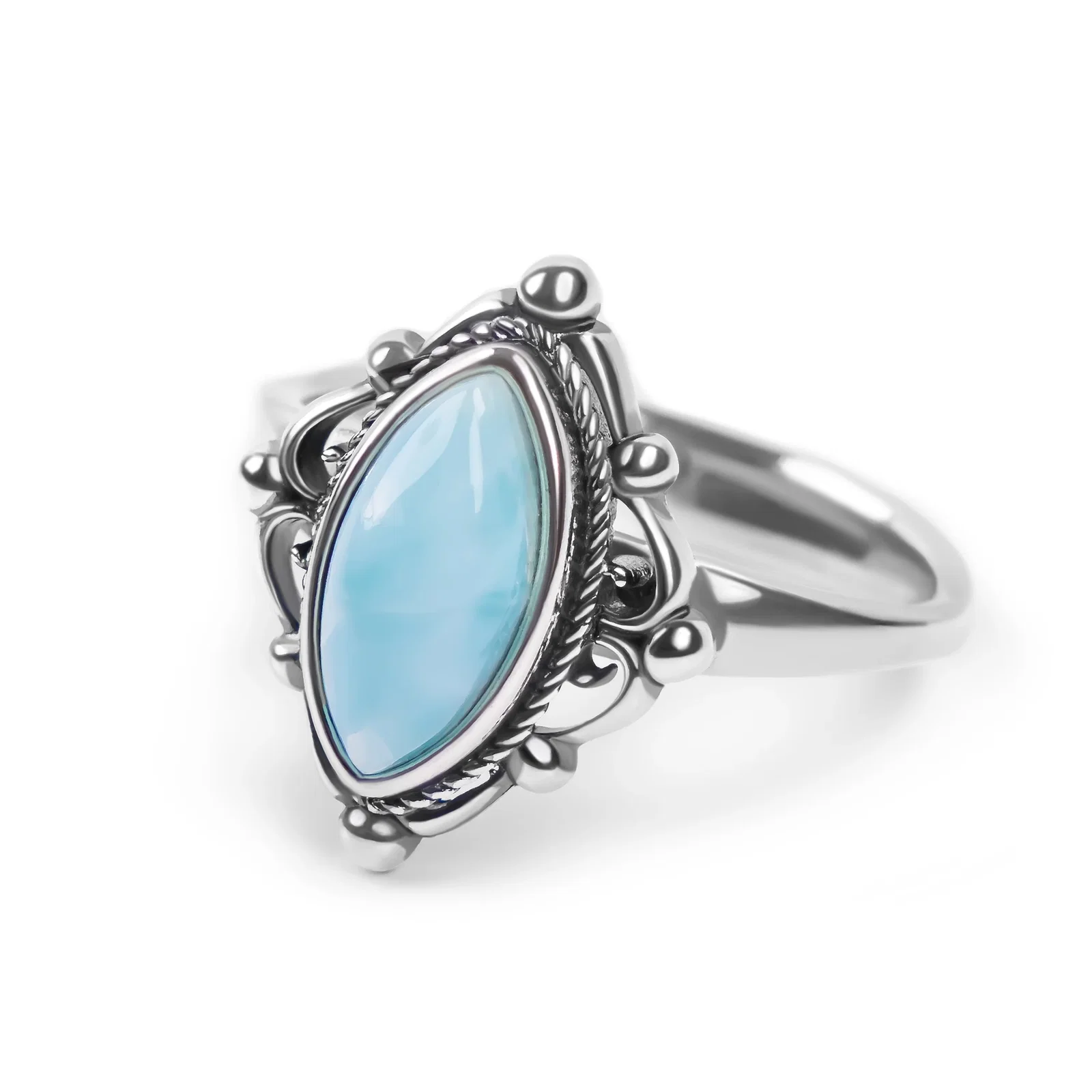 Image of Vintage Inspired Ring in Silver and Larimar