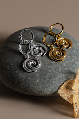 90s Swirl Hoop Earrings in Sterling Silver with 24ct Gold