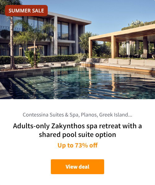 Adults-only Zakynthos spa retreat with a shared pool suite option