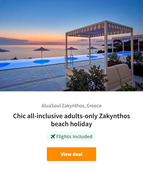 Chic all-inclusive adults-only Zakynthos beach holiday