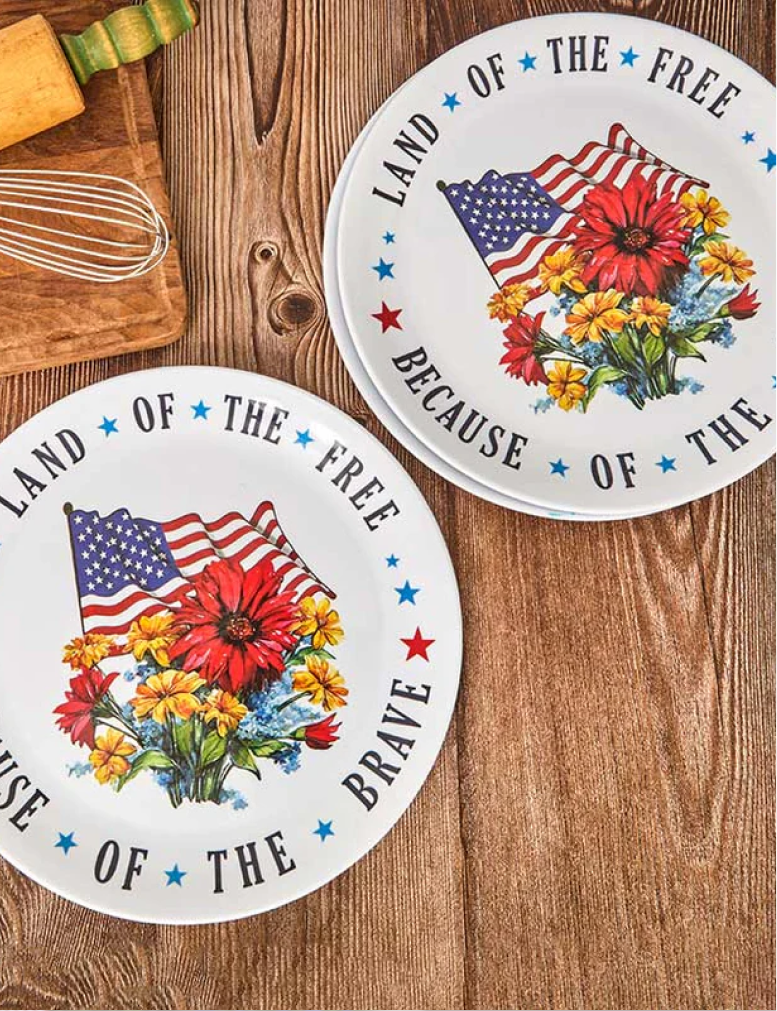 Patriotic American Melamine 12" Serving Platters - Set of 3
