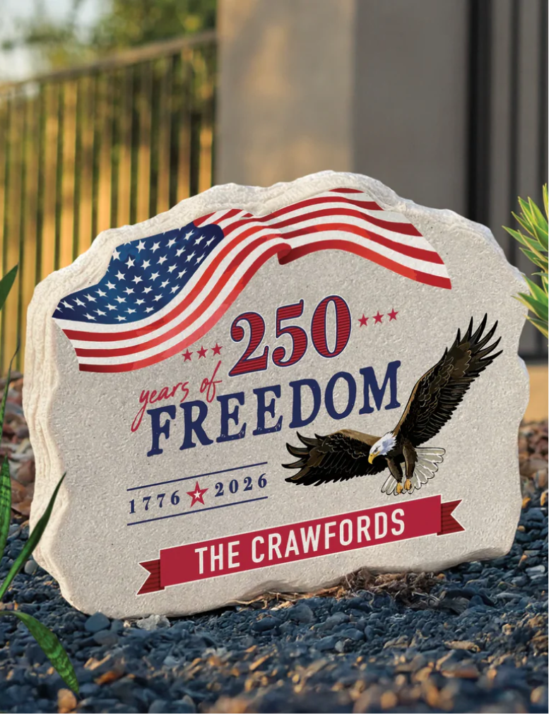 Personalized 250 Years of Freedom Eagle Standing Garden Stone