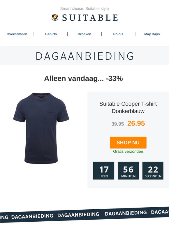 Alleen vandaag: Suitable Cooper T-shirt Donkerblauw