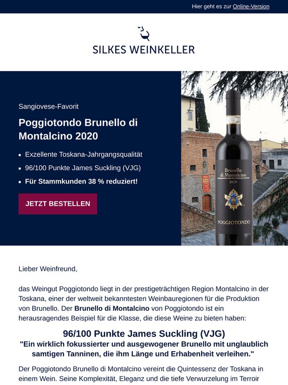 Toskana-Deal: Brunello di Montalcino 38 % reduziert!