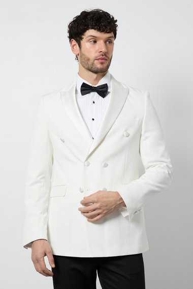 White Double Breasted Tuxedo Jacket