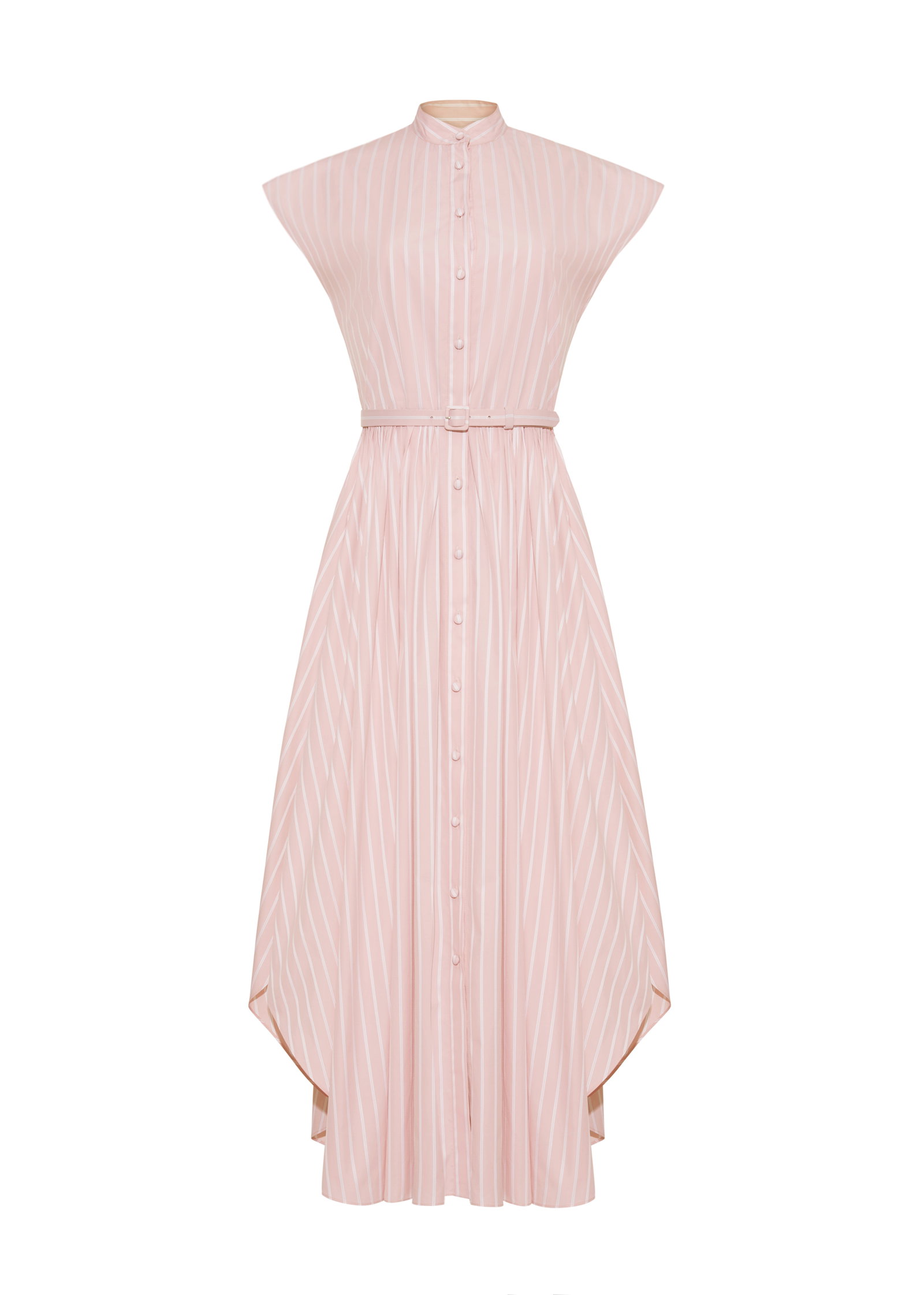Ghost image of the Genevieve dress in pale pink and white stripes