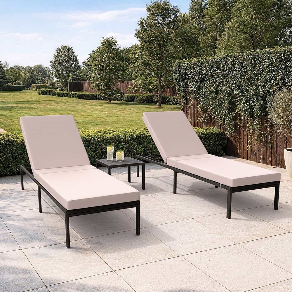 Image of Aruba Set of 2 Sun Loungers with Side Table