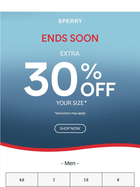 Take EXTRA 30% off your size