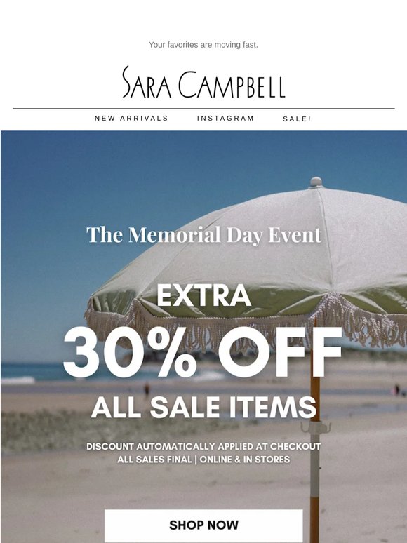 Don’t Miss Extra 30% Off All Sale