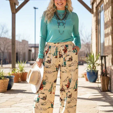 Western cowboy & rodeo wide leg women boutique pant Southern Stitch GJQ17183