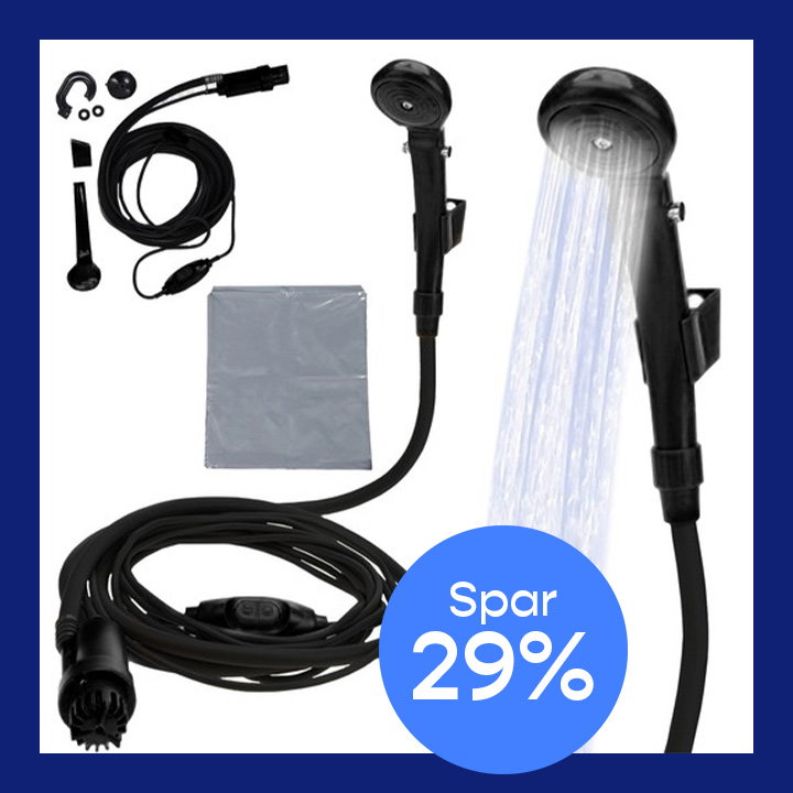 Campingdusj med vannpumpe
