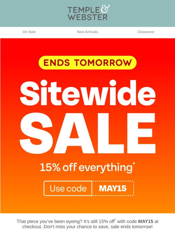 Sale ends tomorrow!