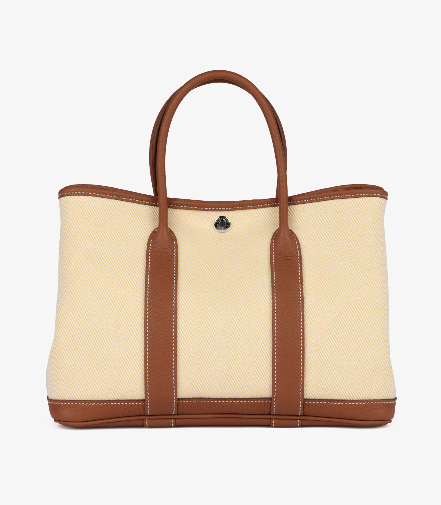 Ecru, Jaune Citron Twill H Canvas & Gold Negonda Leather Verso Garden Party 30