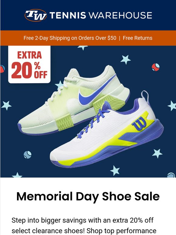 Step Into Savings! Extra 20% Off Select Clearance Shoes.