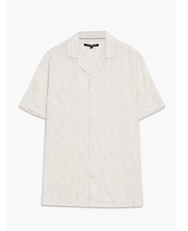 Short Sleeve Palm Print Holiday Shirt