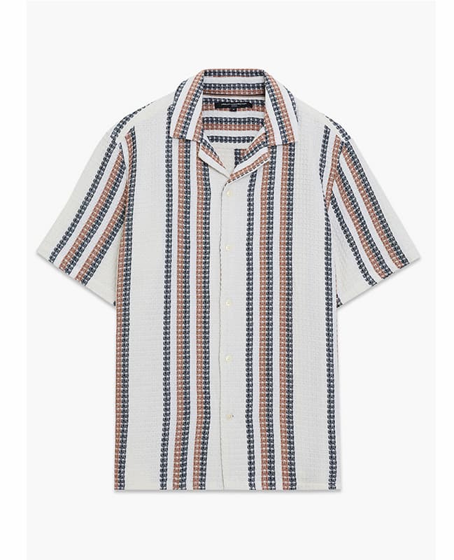 Short Sleeve Waffle Striped Shirt