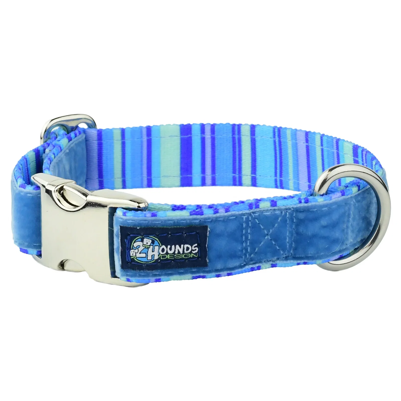 Image of Blue Stripes Velvet Essential Dog Collar (1″ Only)