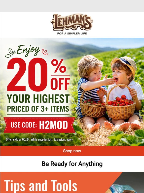 Save 20% on One Item Today ⏰