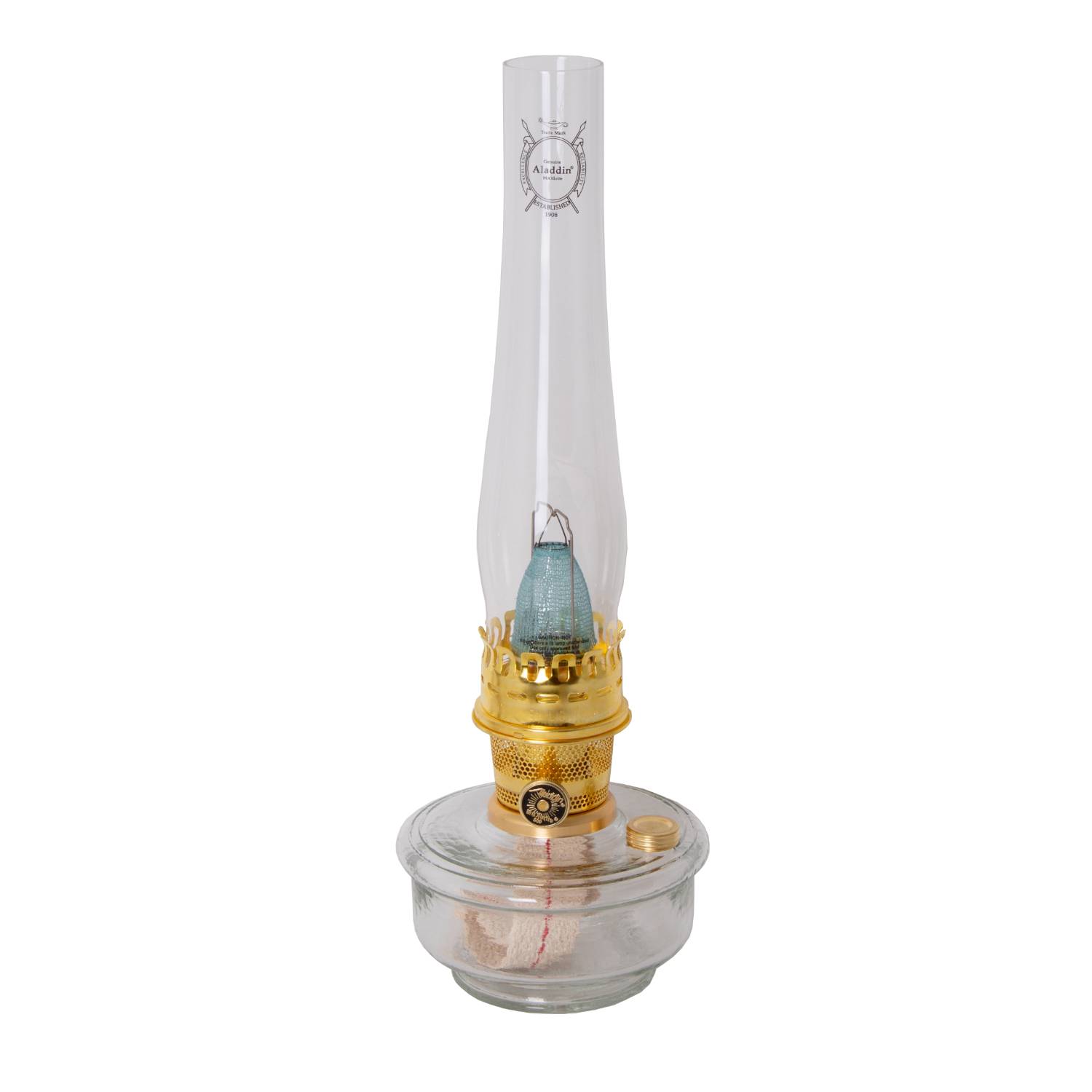 Image of Aladdin Genie III Oil Lamp - Amber (Brass Burner)
