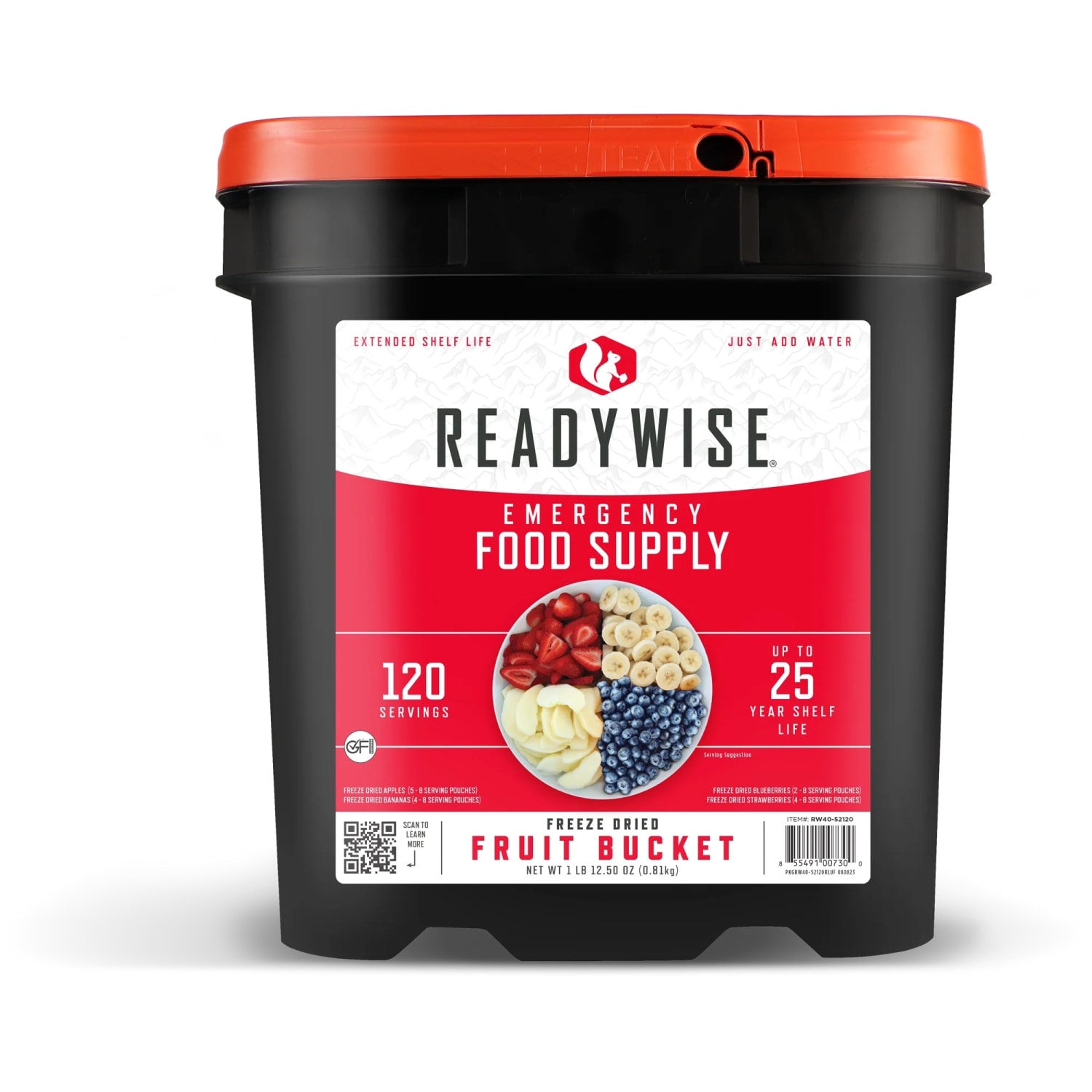 ReadyWise Freeze-Dried Fruit Emergency Food Bucket (120)