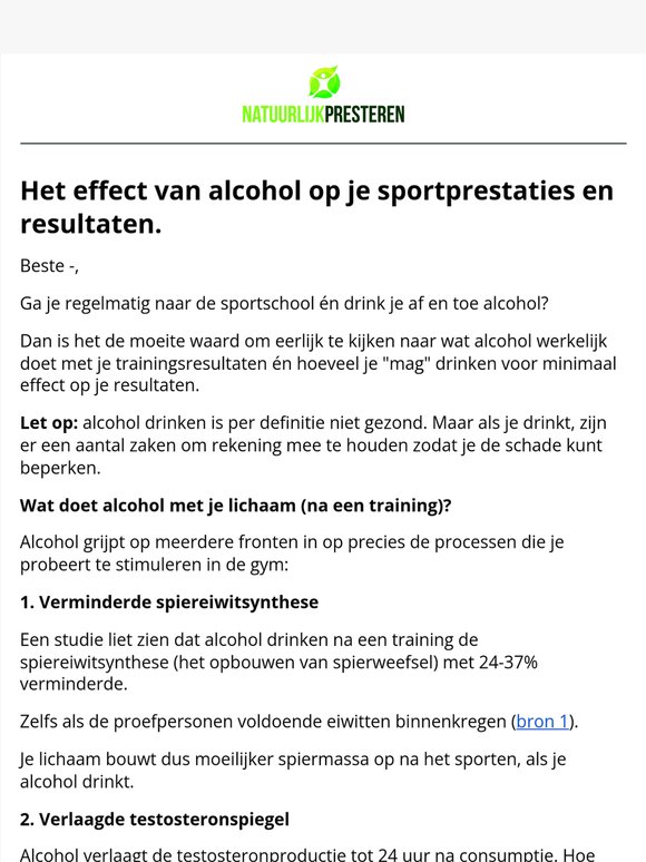 Wat is het effect van alcohol op je sportprestaties en spiergroei? 💡