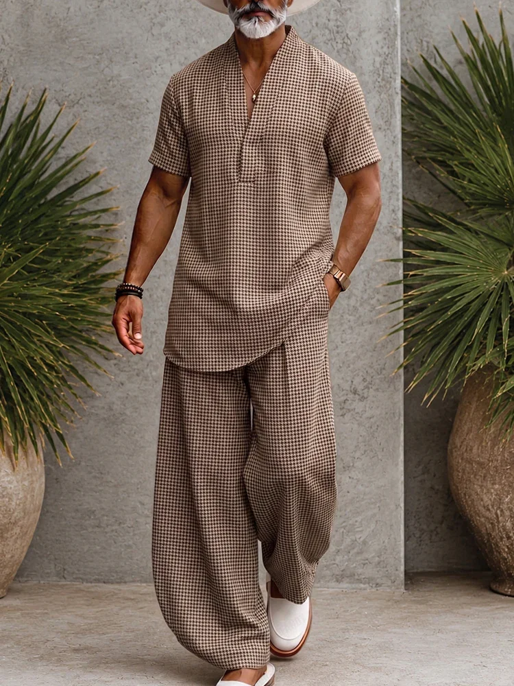 Image of Classic Relaxed Fit Plaid Matching Set
