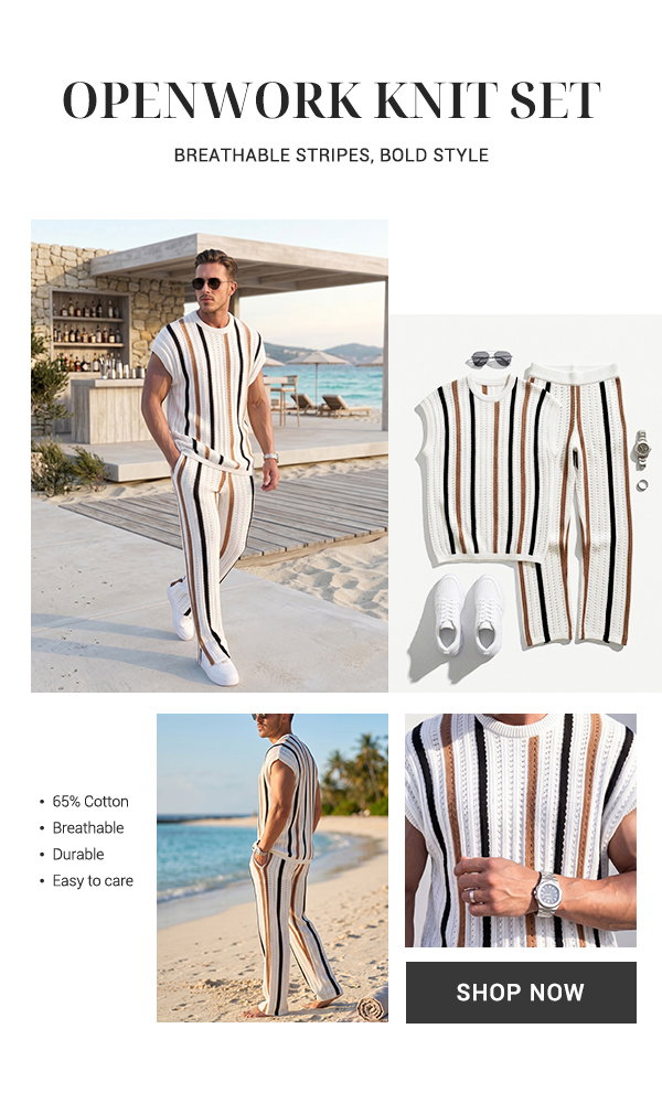 trendy-stripes-openwork-knit-set