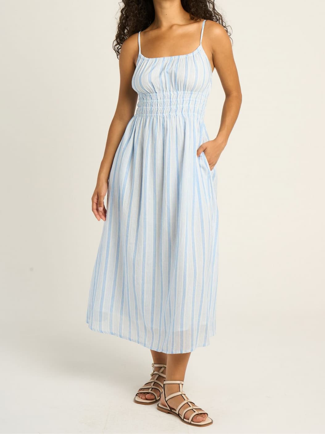 Vivi Stripe Dress - Light Blue PETITE MENDIGOTE  Regular price£180.00