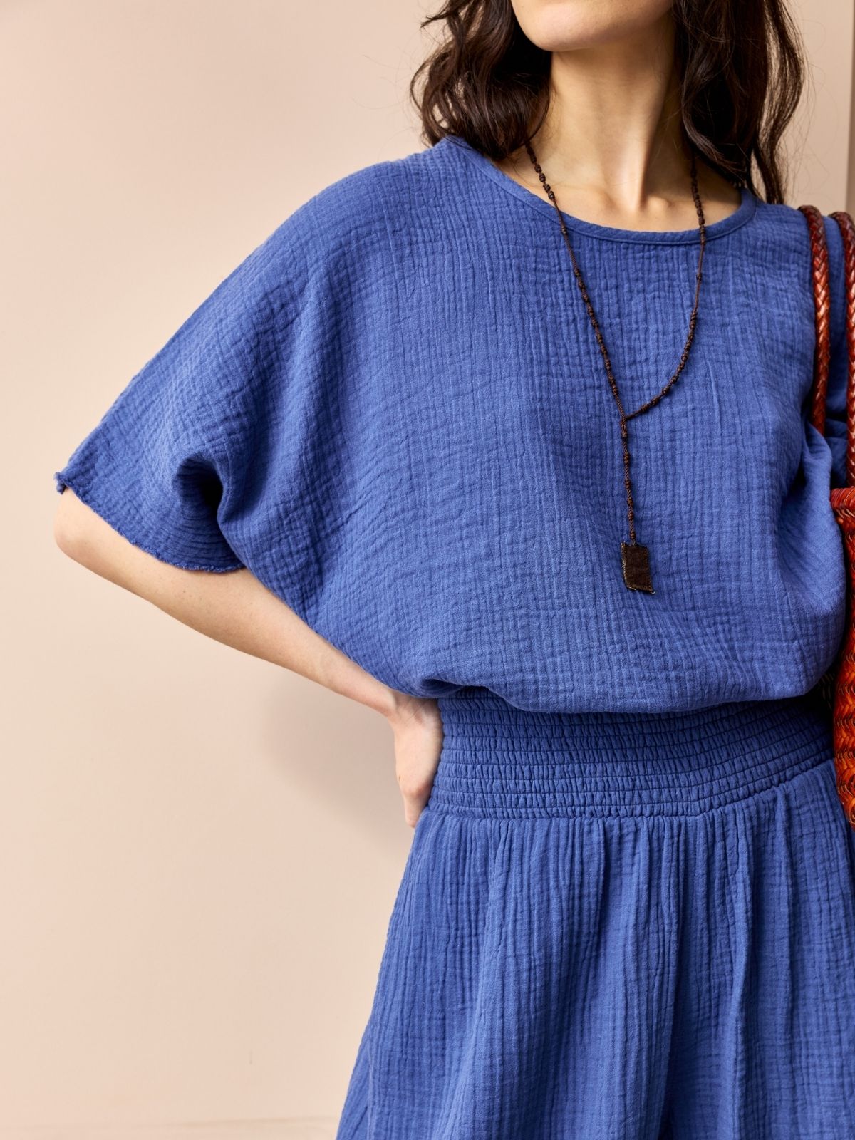 Josie Double Cotton Gauze Top - Blue BY IRIS  Regular price£115.00