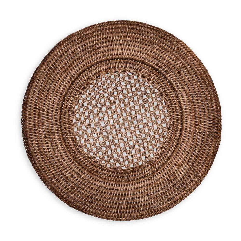 Image of Rattan Round Charger Plate Ttop Rattan Dinner Plate-Round