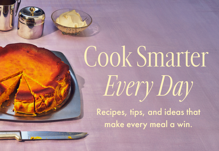 Sliced golden cake on a serving plate with butter and coffee pot — Cook Smarter Every Day — Recipes, tips, and ideas that make every meal a win.