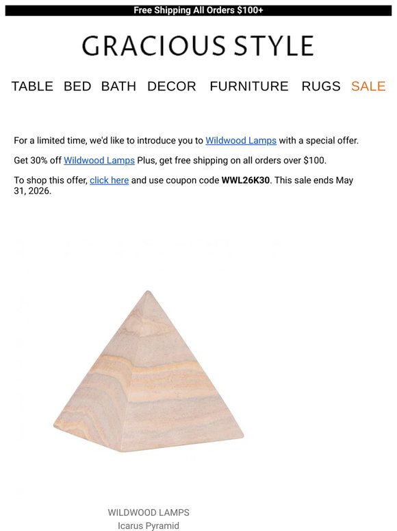 Limited Time - 30% off Your First Purchase of Wildwood Lamps | Gracious Style