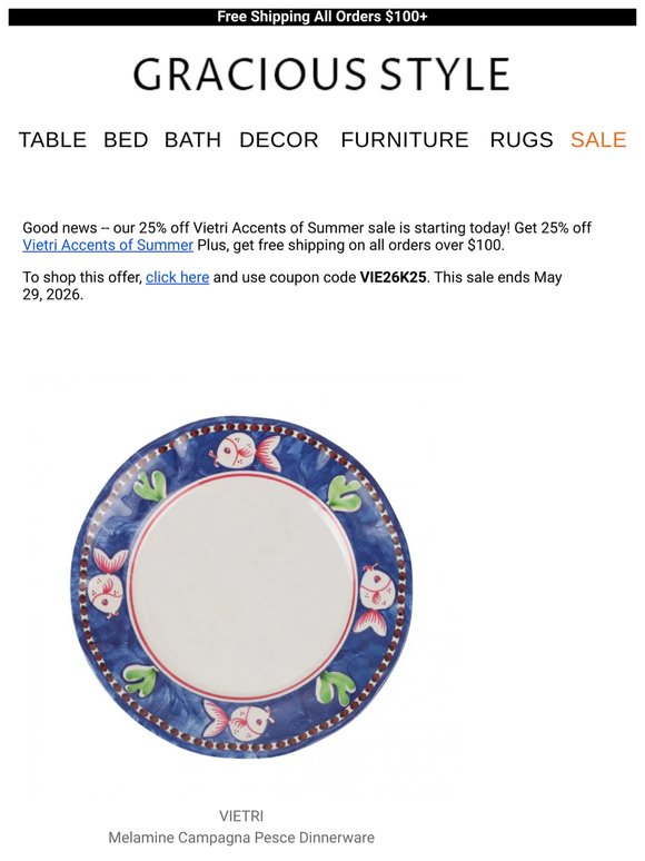 The 25% off Vietri Accents of Summer Sale starting today | Gracious Style