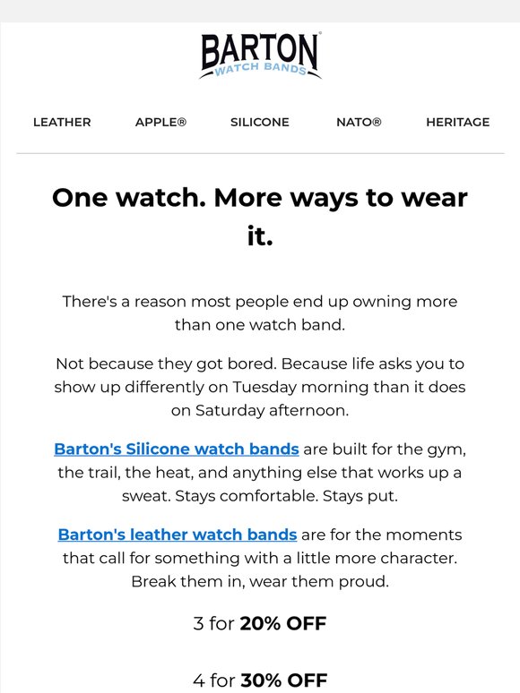 Long weekend. Good time to grab a second watch band.