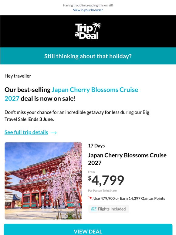 Japan Cherry Blossoms Cruise 2027 is on sale, traveller!