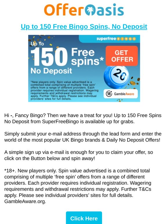 150 Free Bingo Spins, No Deposit!