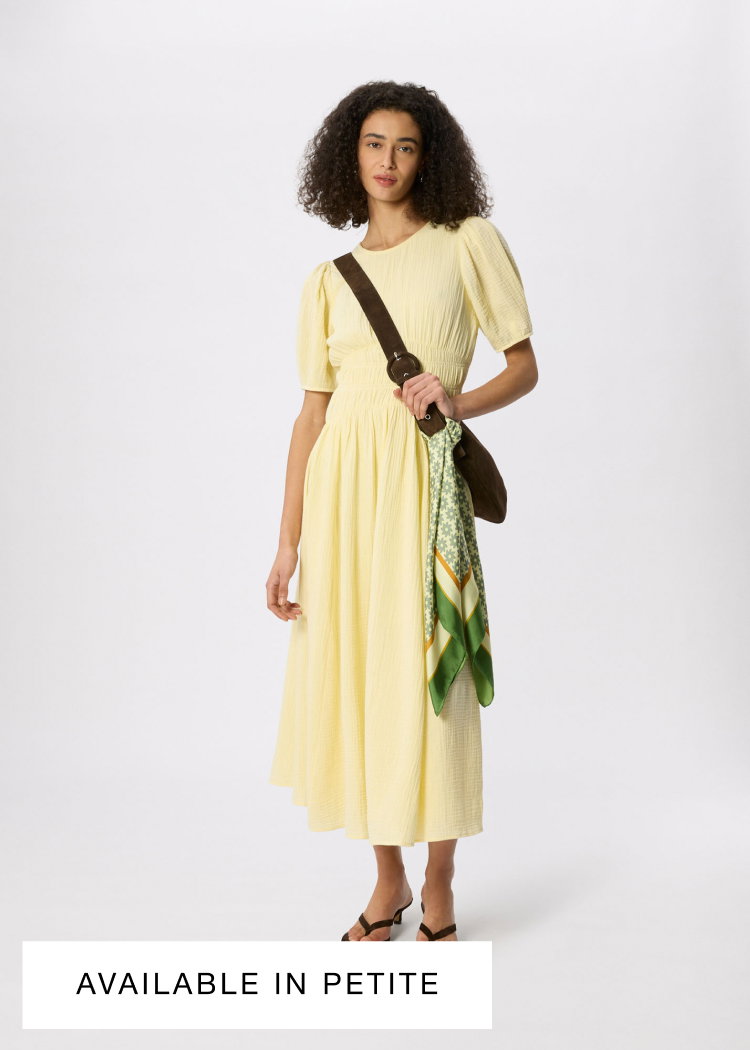 Butter Gathered Textured Midi Dress