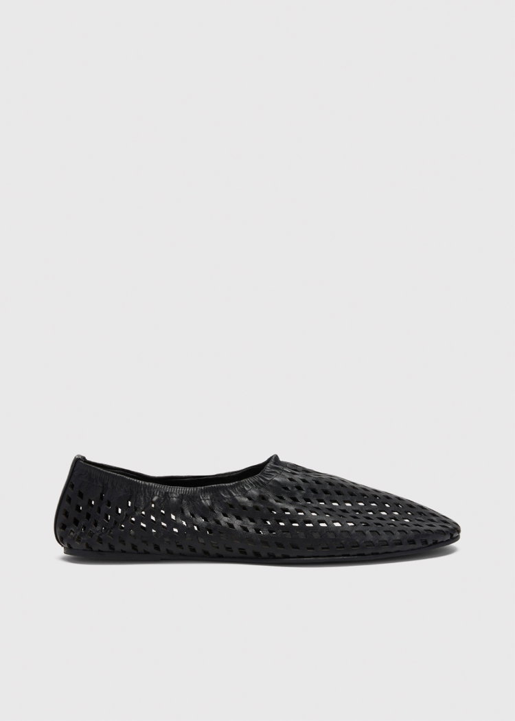 Black Lasercut Ballet Pump