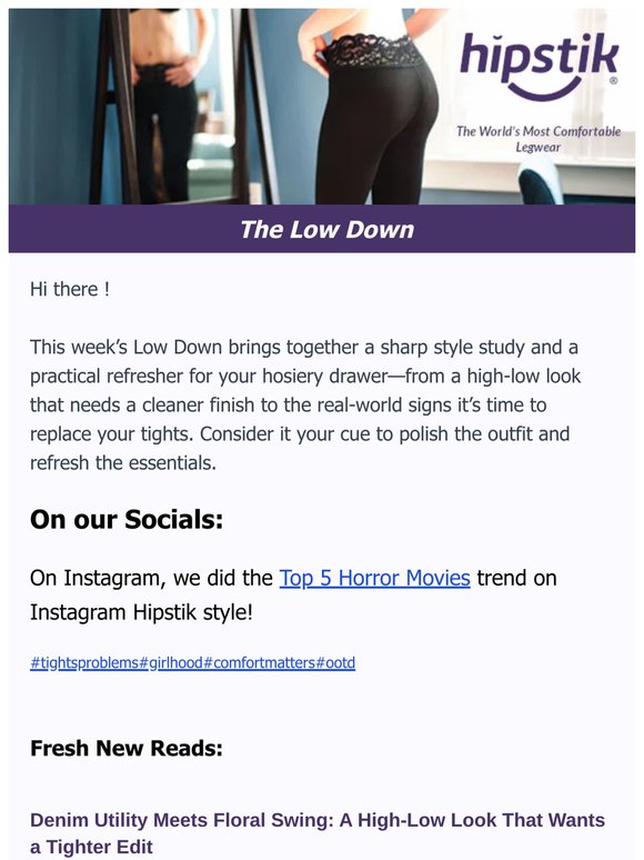 The Low Down by Hipstik: Spring transition Style Critique "Denim-utility meets floral swing" and when to replace legwear