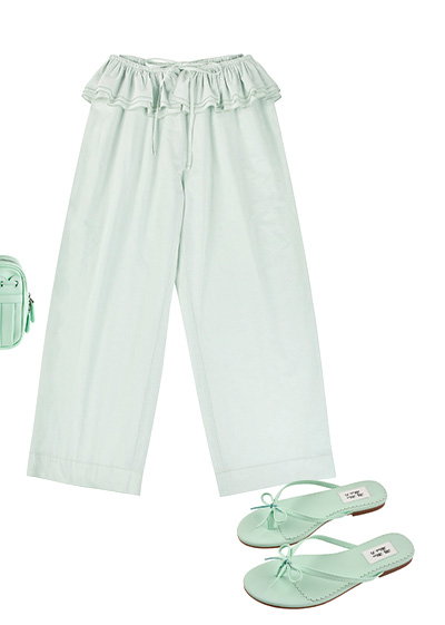 Detachable Ruffle Belt Pant - Mint