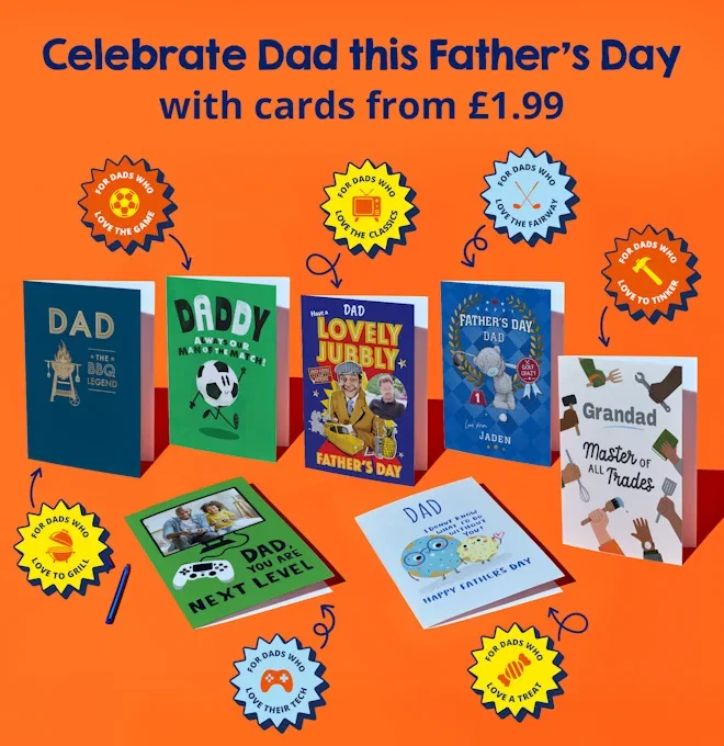 Celebrate dad this Father's Day with cards from £1,99